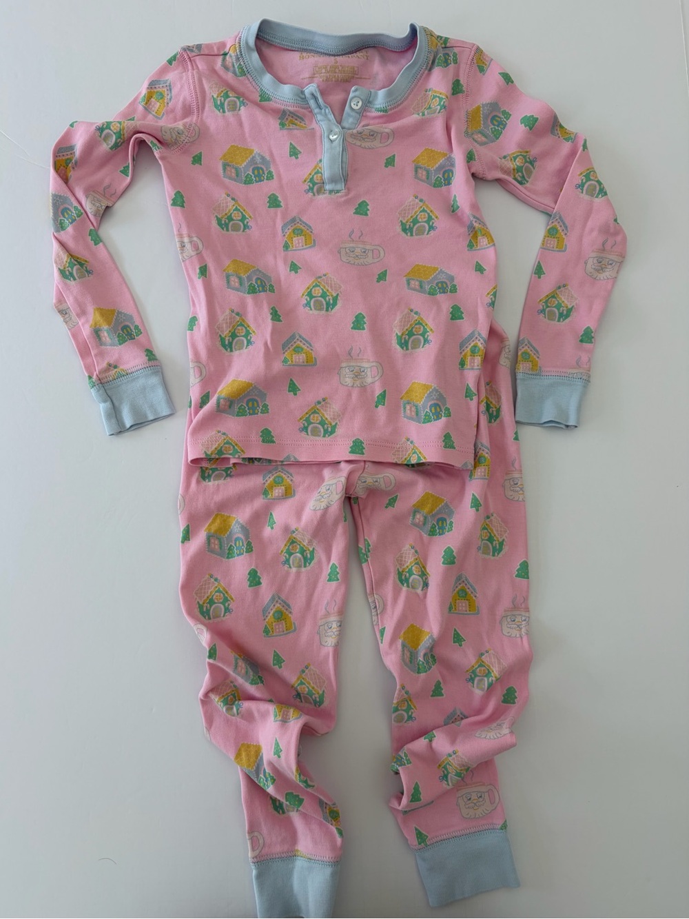 The Beaufort Bonnet Company Girls Pink Gingerbread Village Pajamas Set Size 5